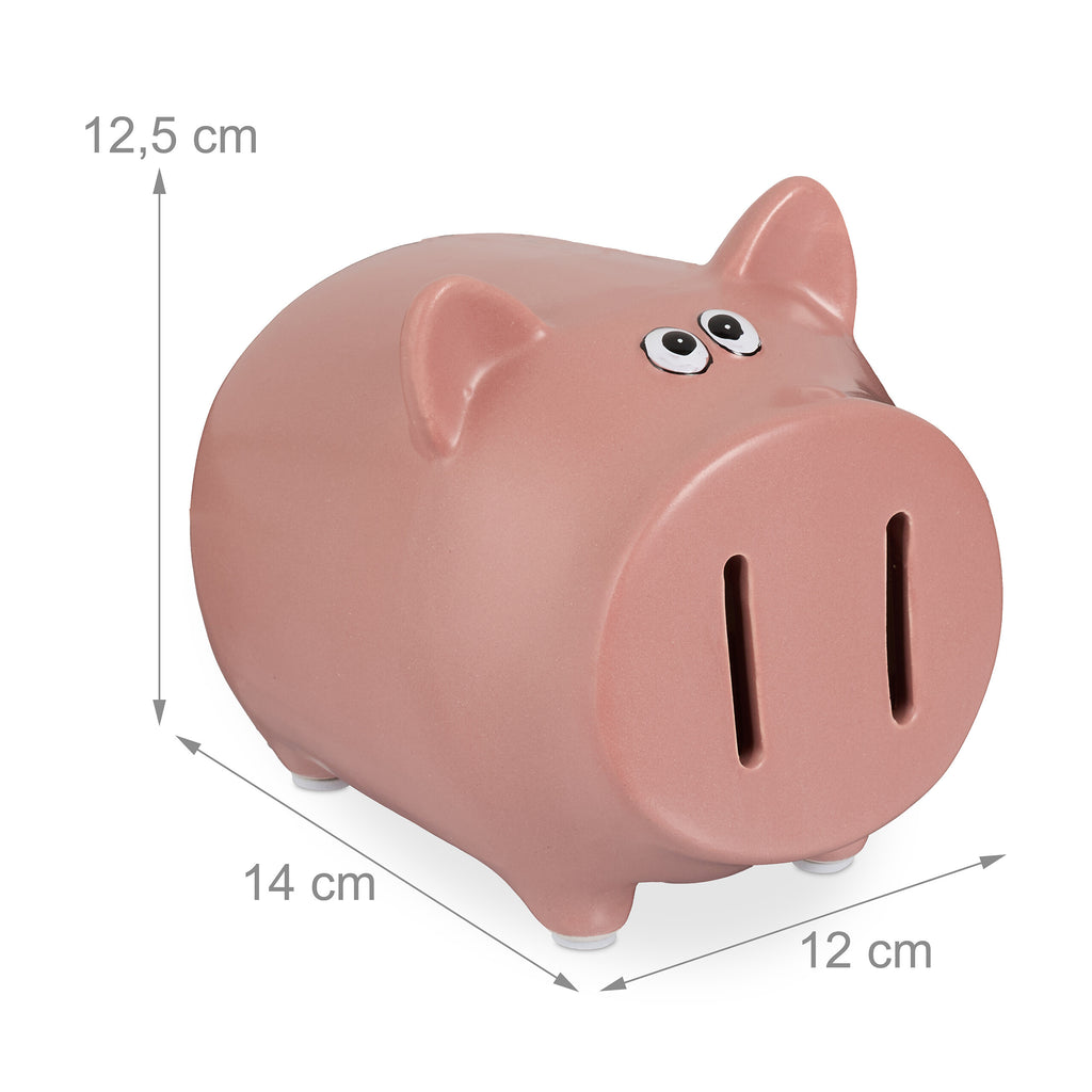 Tirelire cochon rose, lot de 2 — Double fente et bouchon