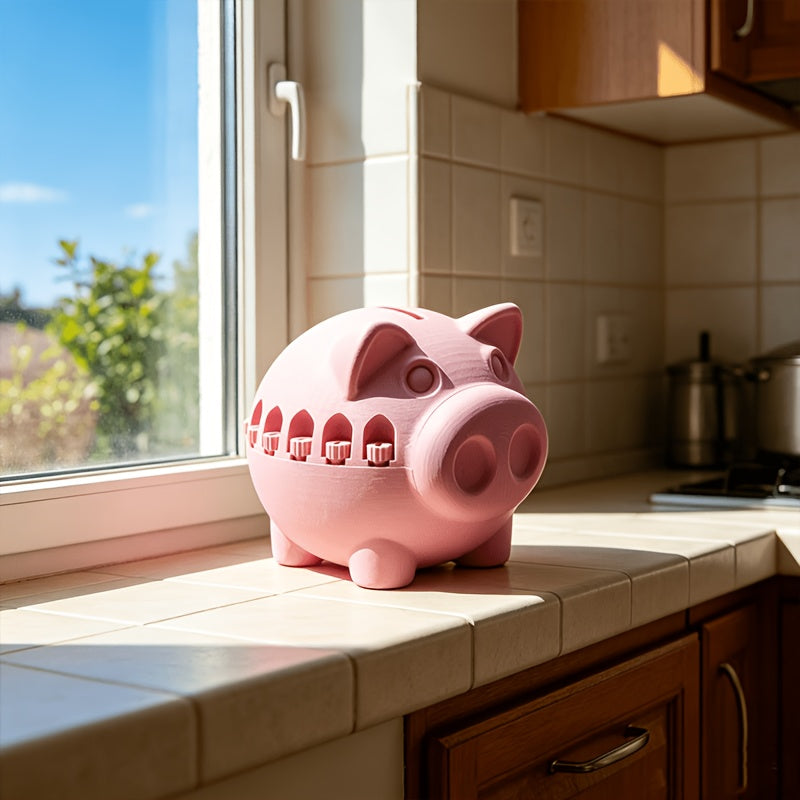 Tirelire cochon mate à décor d'arcades, long