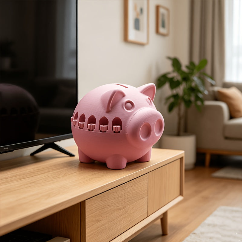 Tirelire cochon mate à décor d'arcades, long