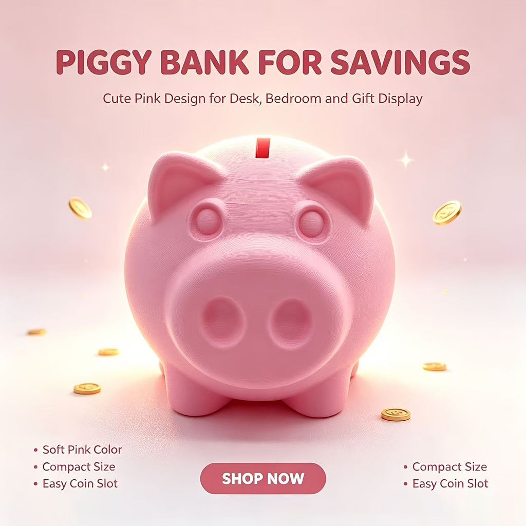 Tirelire cochon rose pâle en plastique, bouchon dessous, 10 cm