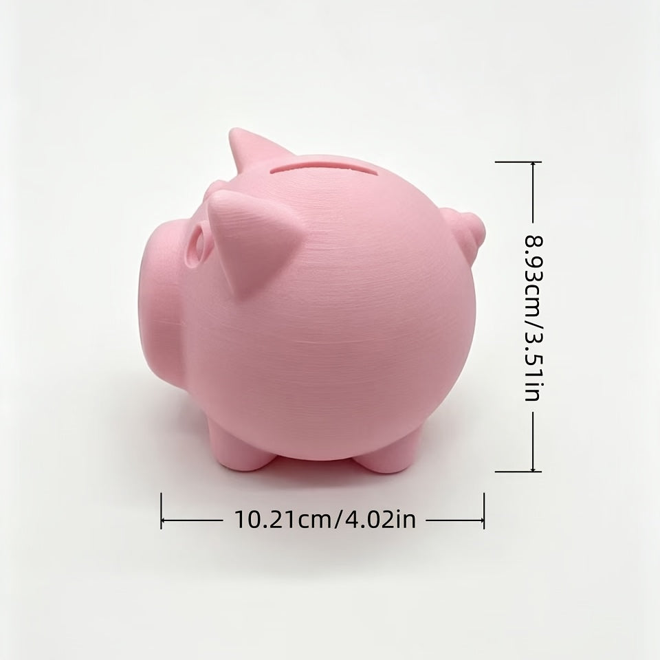 Tirelire cochon rose pâle en plastique, bouchon dessous, 10 cm