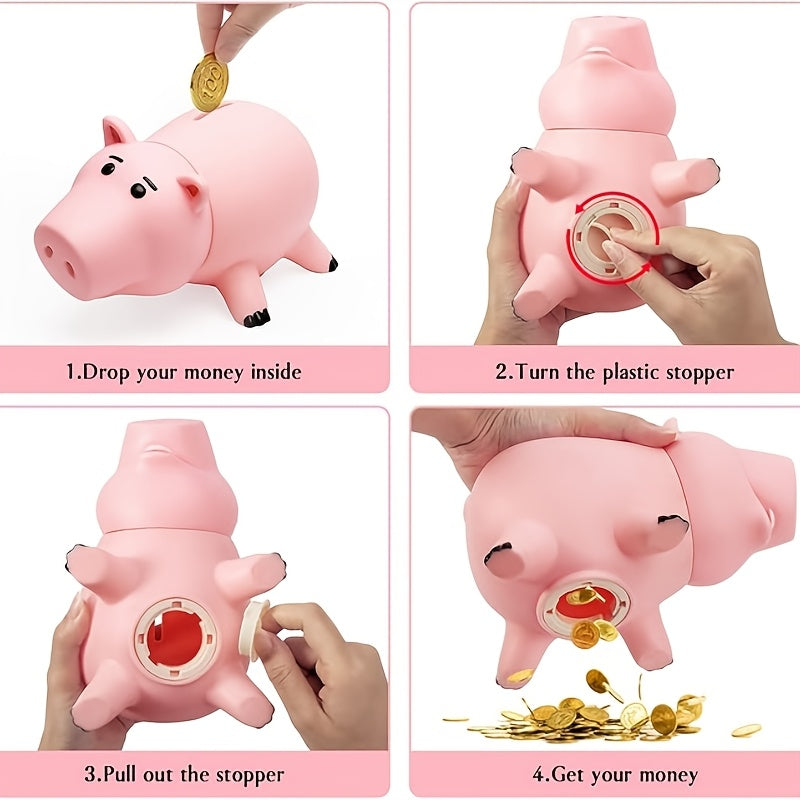 Tirelire cochon en PVC à bouchon rotatif, long