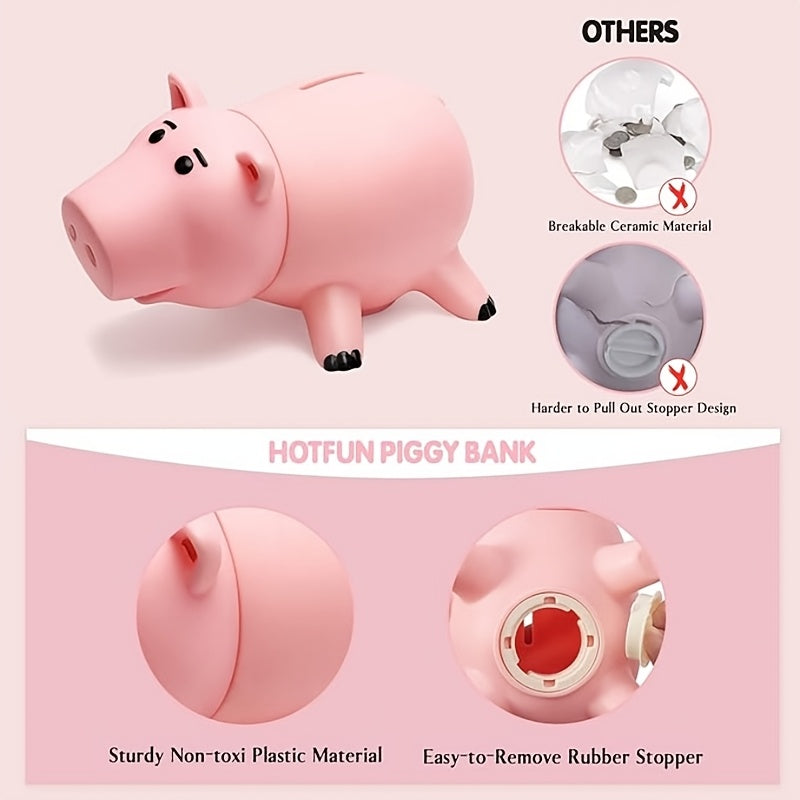 Tirelire cochon en PVC à bouchon rotatif, long