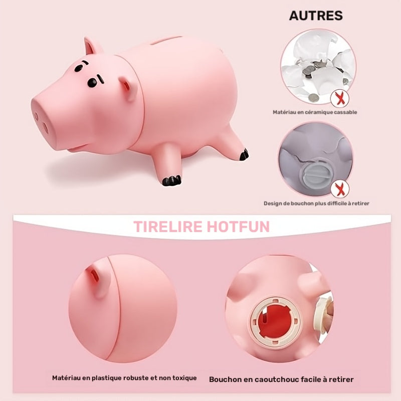 Tirelire cochon en PVC à bouchon rotatif, long