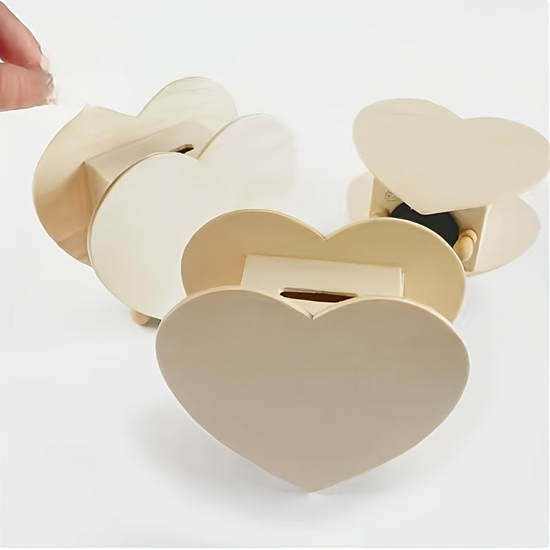 Tirelire cœur en bois brut à peindre soi-même, 11 cm de large