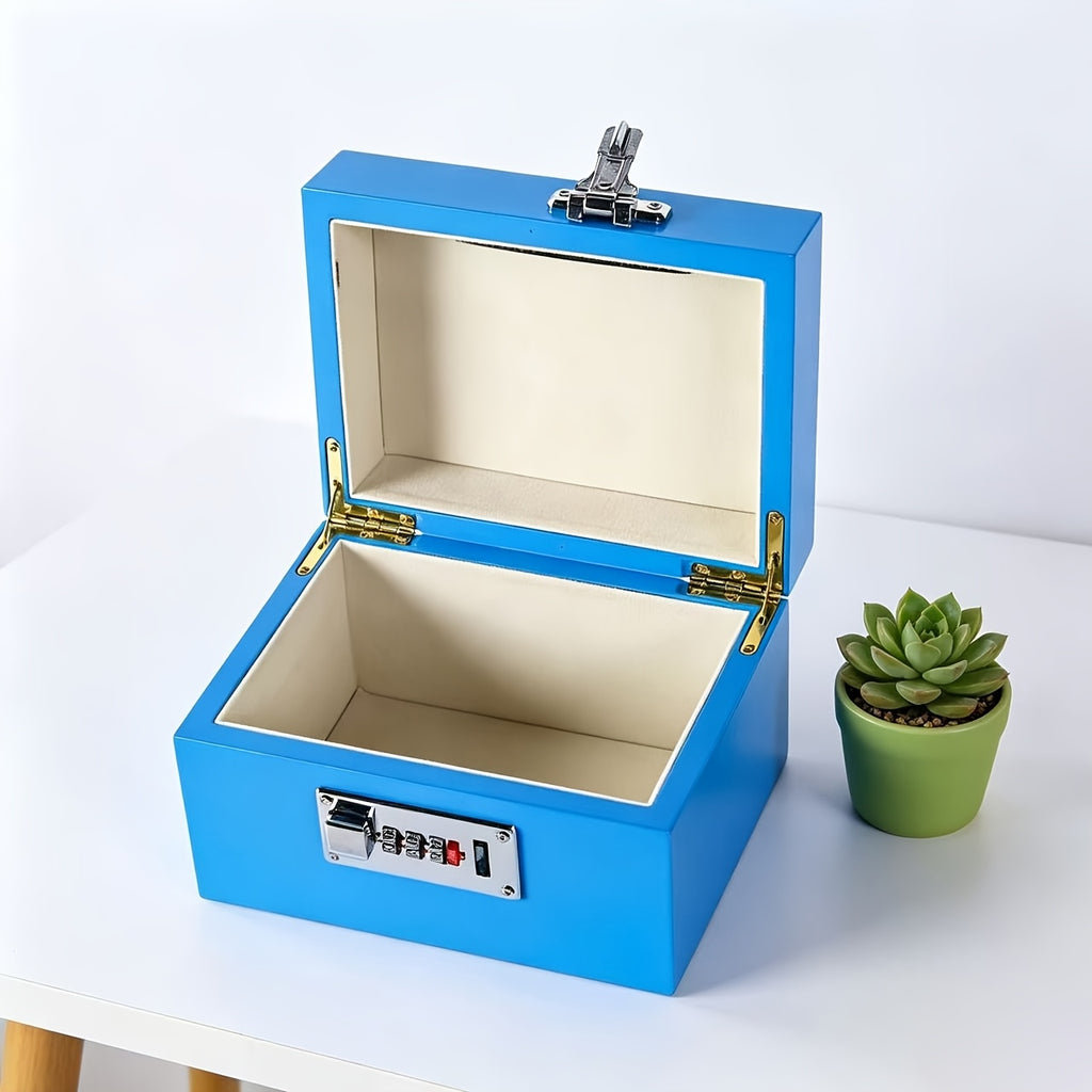 Tirelire coffre-fort à code, boîte en bois laqué