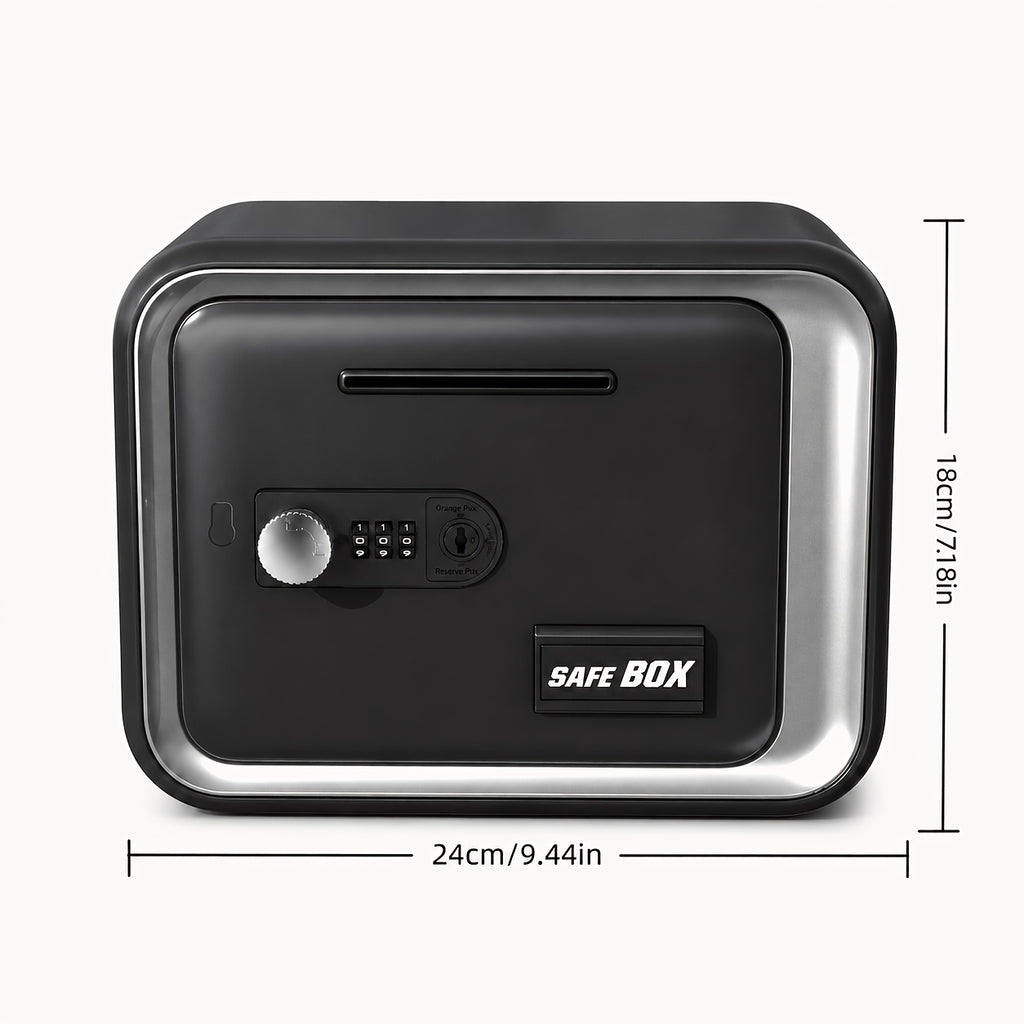 Tirelire coffre-fort mécanique à code — clé de secours 24 cm