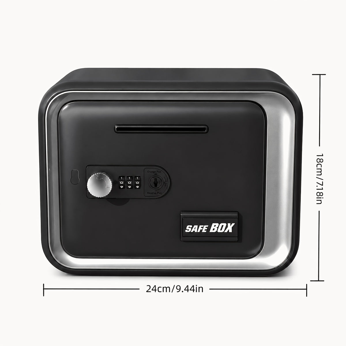 Tirelire coffre-fort mécanique à code — clé de secours 24 cm