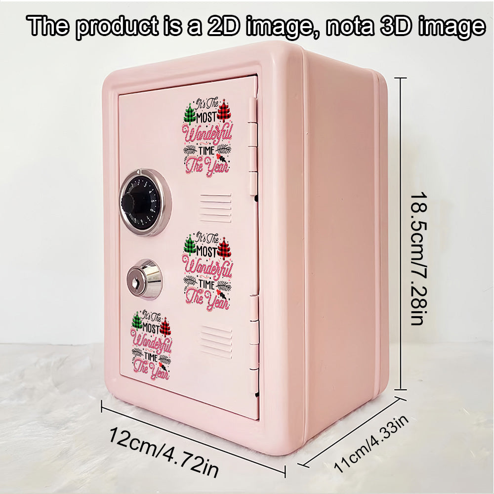 Tirelire coffre-fort rose en métal — serrure à clé et tiroir