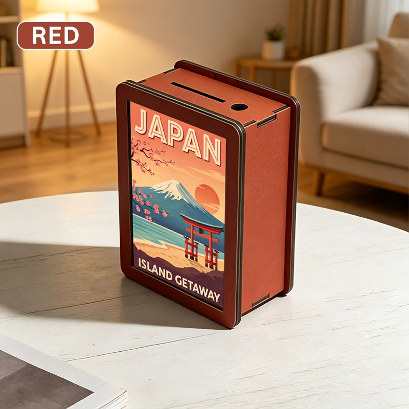 Tirelire en Bois Rouge