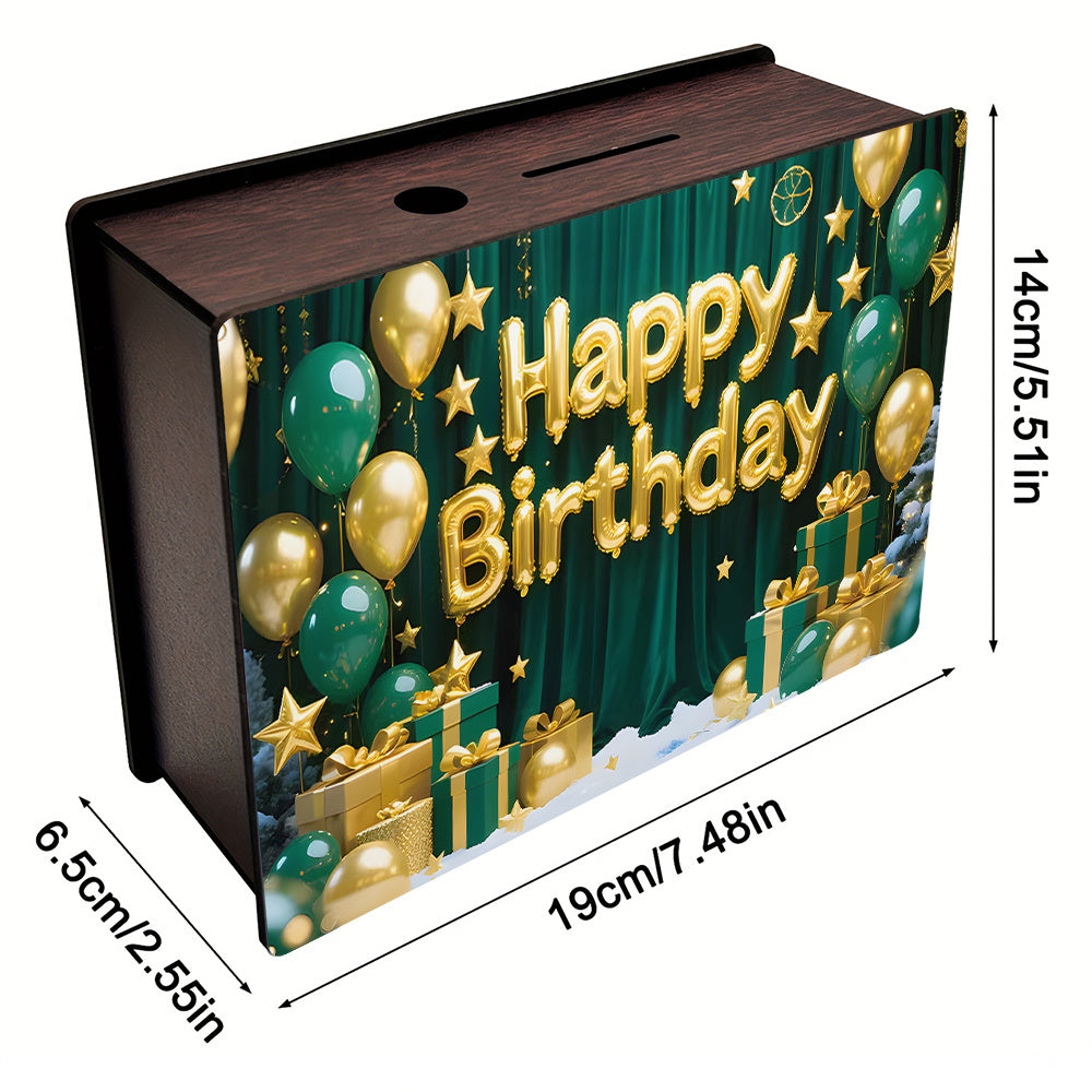 Tirelire coffret bois, façade anniversaire
