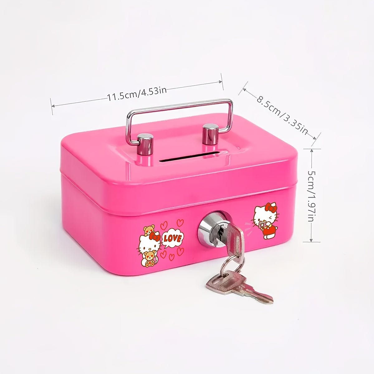 Tirelire coffret métal à clé, 11,5 cm, quatre coloris laqués