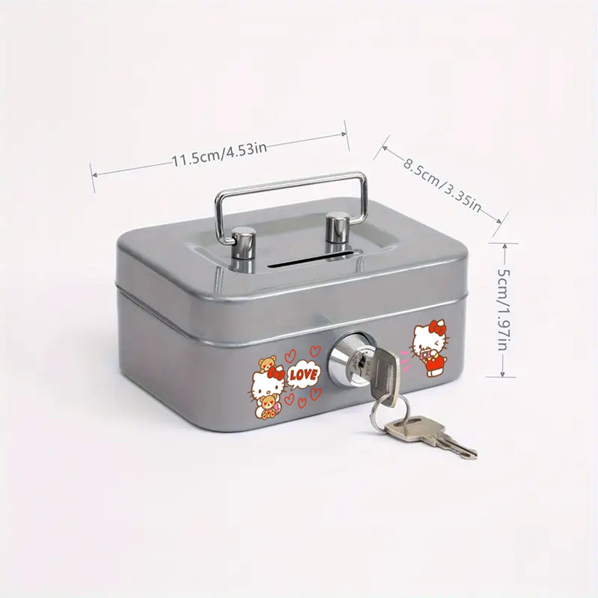 Tirelire coffret métal à clé, 11,5 cm, quatre coloris laqués