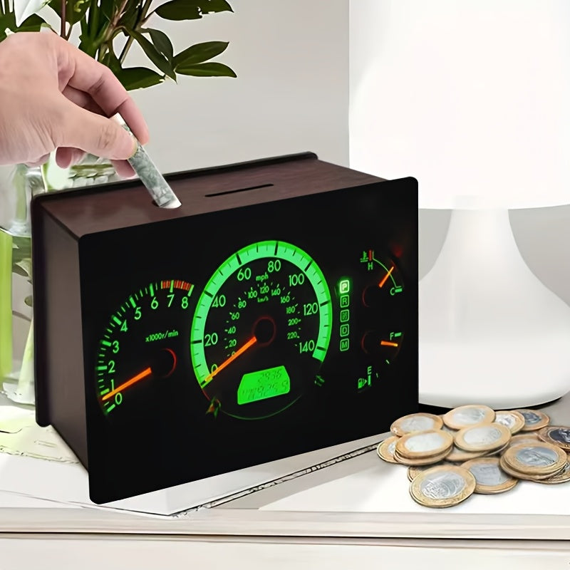 Tirelire compteurs de voiture en bois — coffret livré à plat