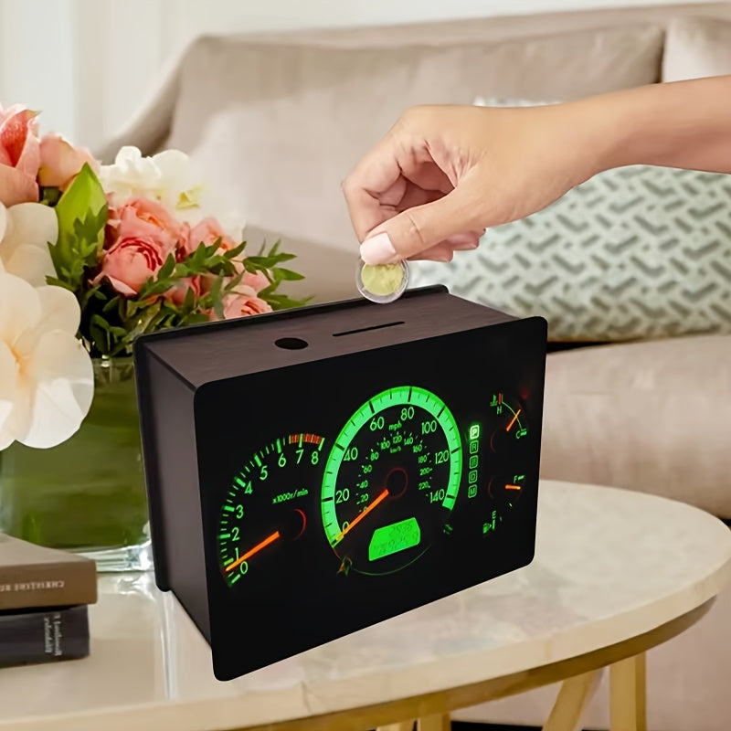 Tirelire compteurs de voiture en bois — coffret livré à plat