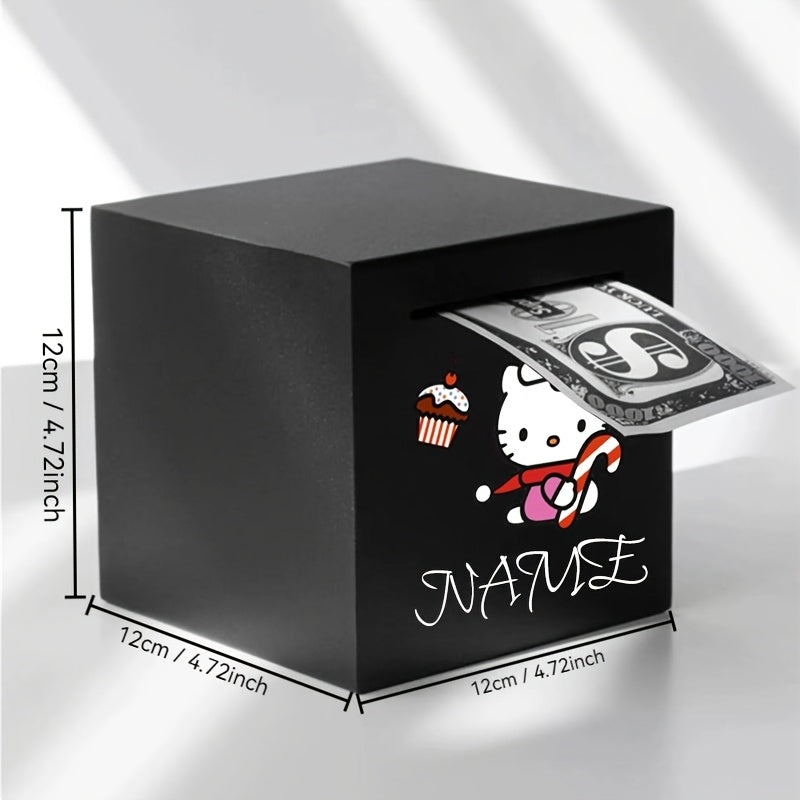 Tirelire cube en acier inoxydable, fente à billets
