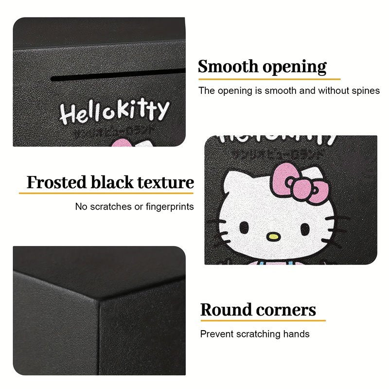 Tirelire cube en métal mat, chaton kawaii à nœud