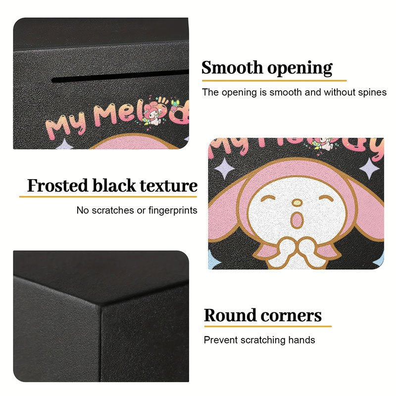 Tirelire cube en métal, lapine kawaii aux oreilles