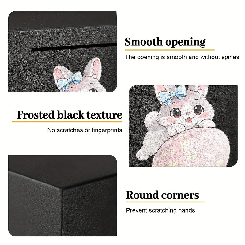 Tirelire cube en PVC mat, lapin et œuf de Pâques