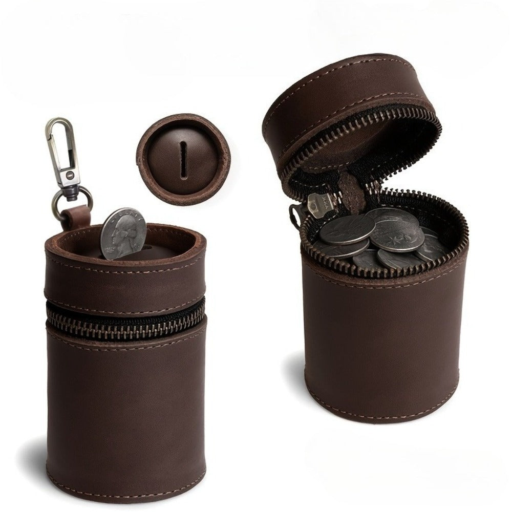 Tirelire en cuir PU, format porte-gobelet de voiture