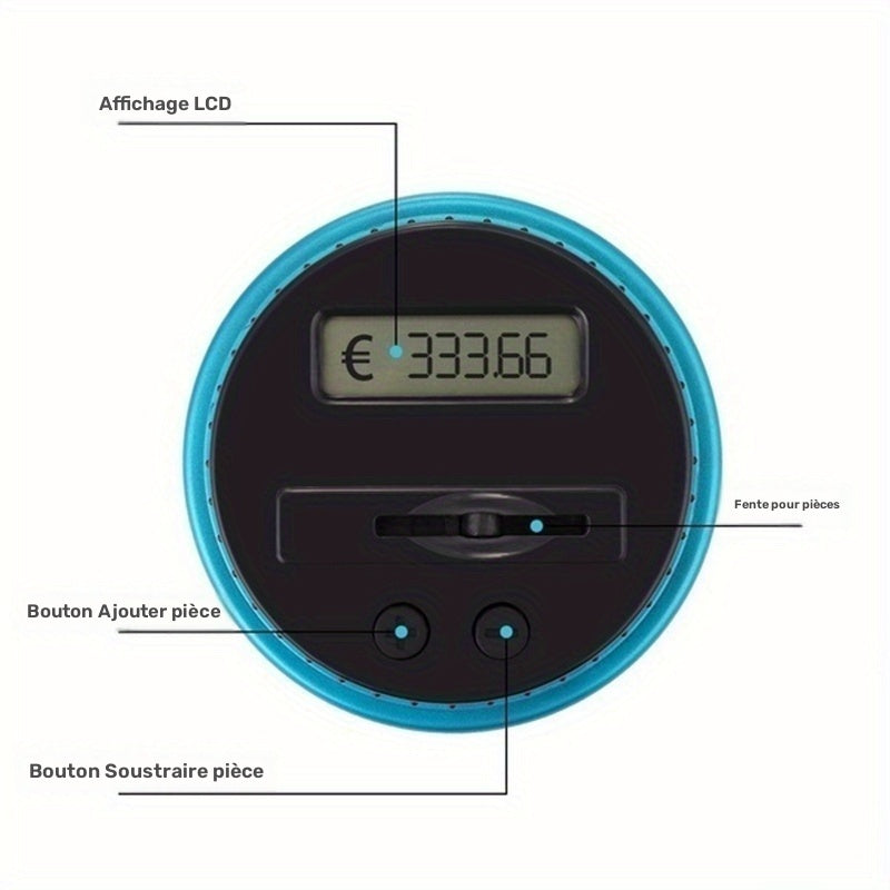 Tirelire électronique à compteur LCD — bocal transparent 2,5 L