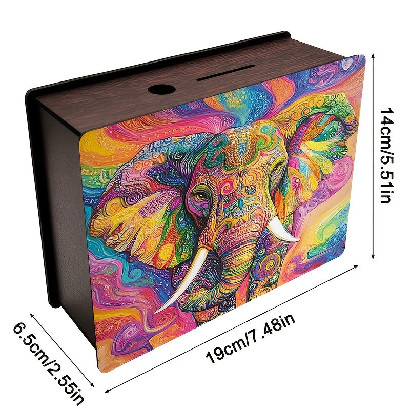 Tirelire éléphant en bois teinté