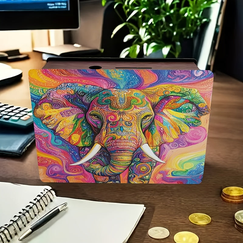 Tirelire éléphant en bois teinté