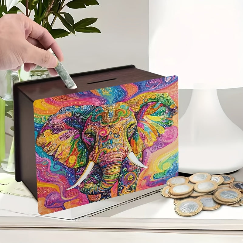 Tirelire éléphant en bois teinté