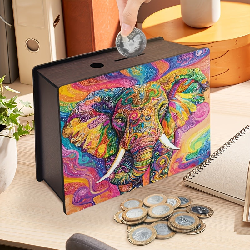 Tirelire éléphant en bois teinté