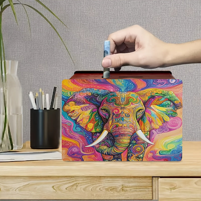 Tirelire éléphant en bois teinté