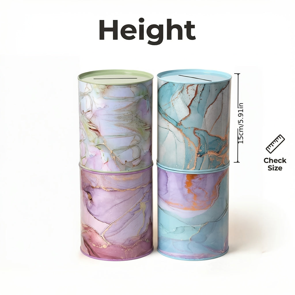 Tirelire en fer scellée à motif marbré — 15 cm de hauteur