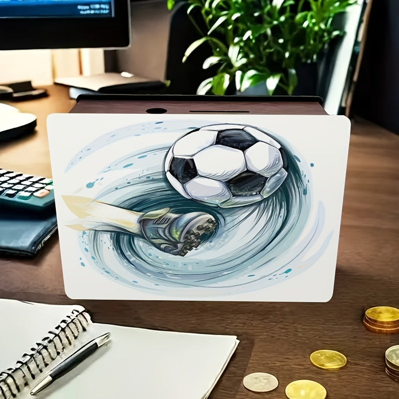 Tirelire football, aquarelle sur un panneau