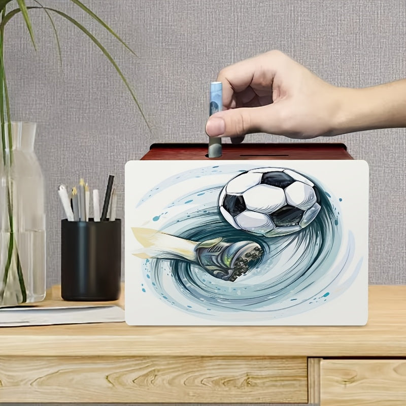 Tirelire football, aquarelle sur un panneau