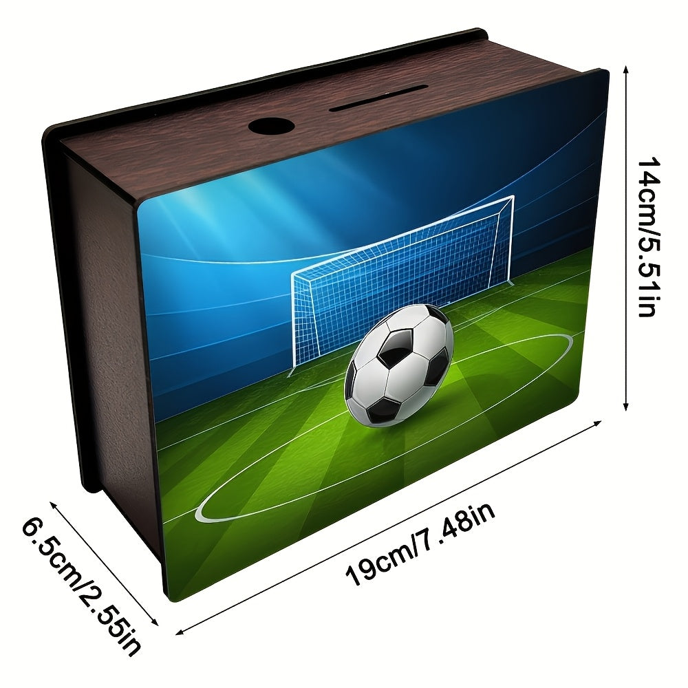 Tirelire football en bois, cage de but et gradins