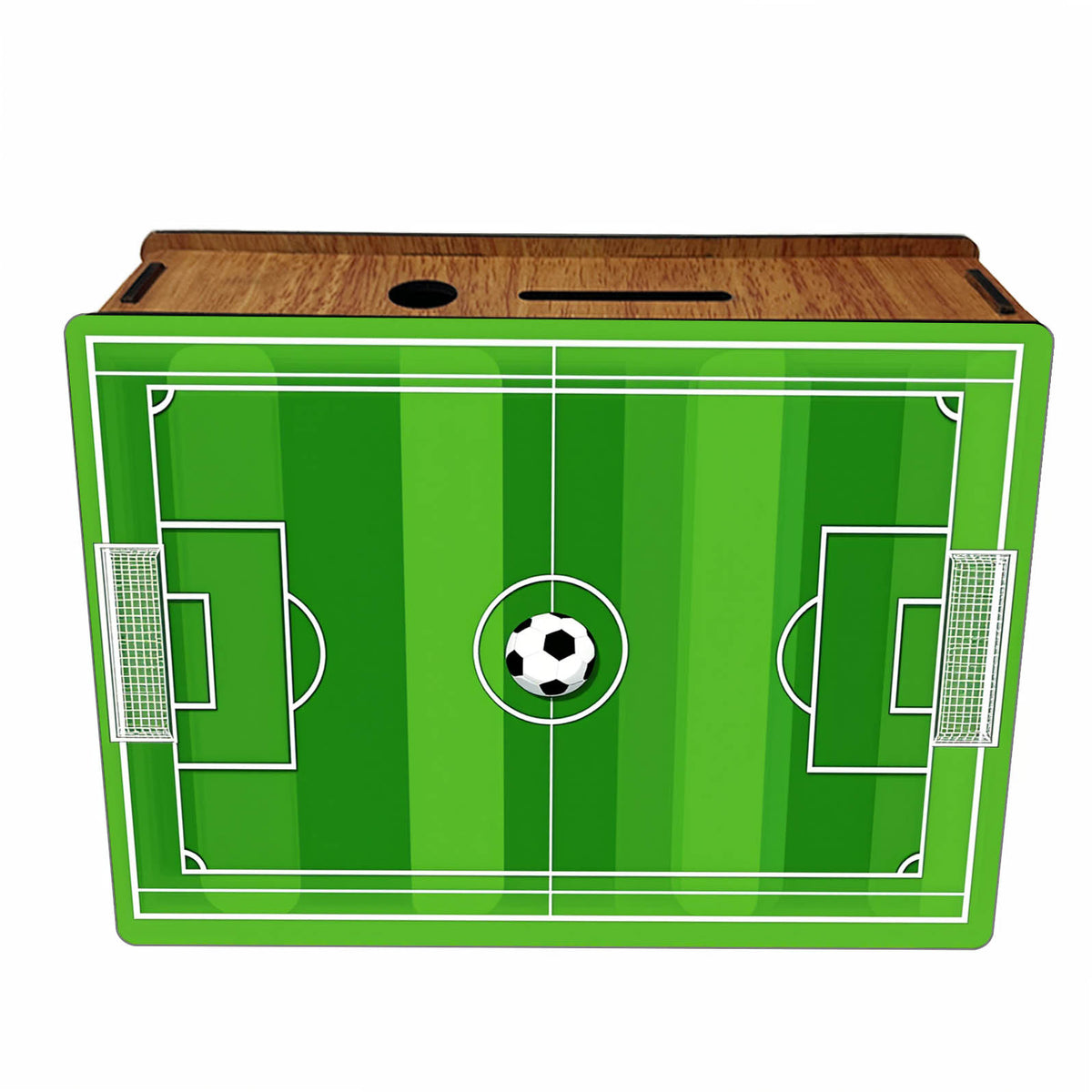 Tirelire football en bois, un dos à cocher au crayon