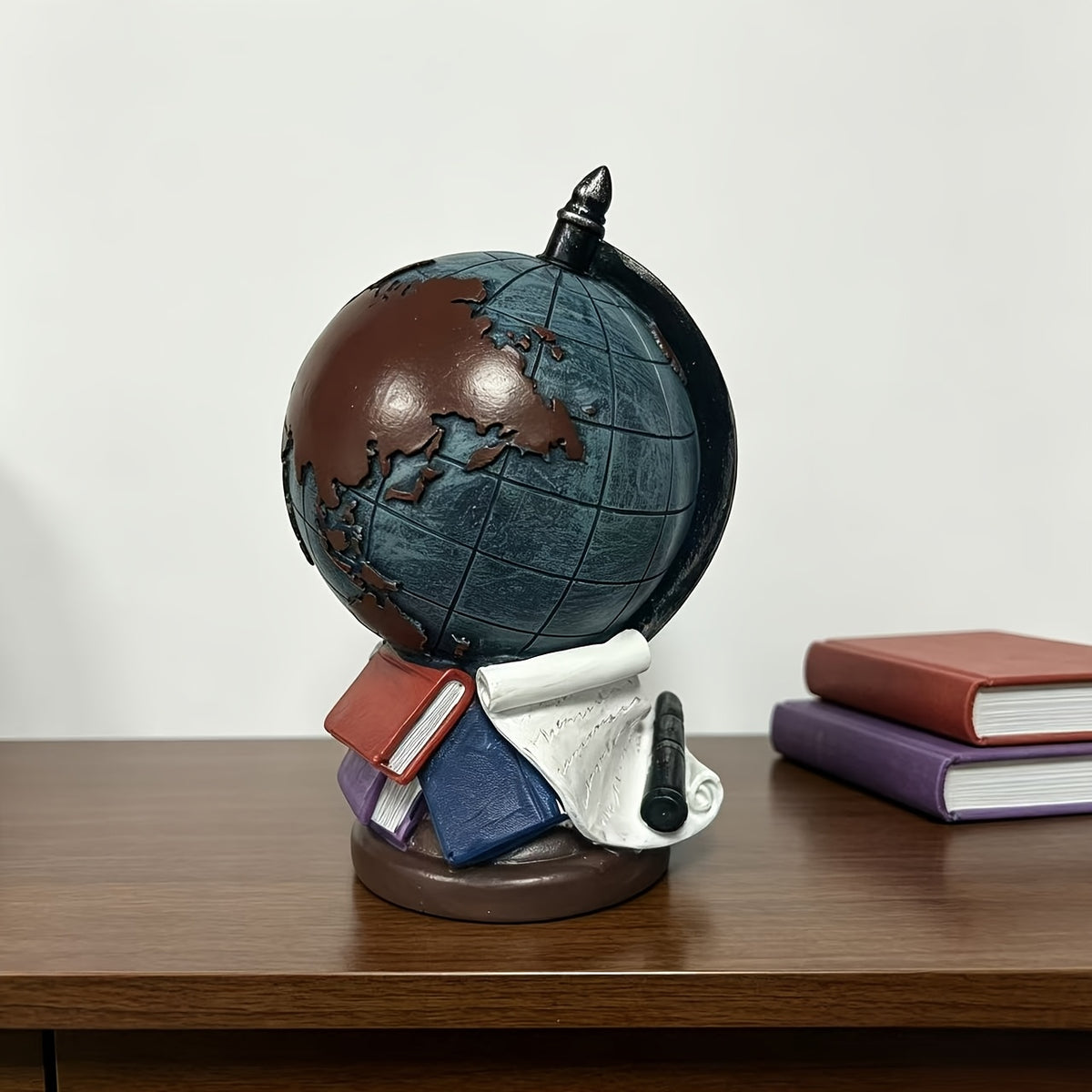 Tirelire globe terrestre en résine, décor de bureau rétro