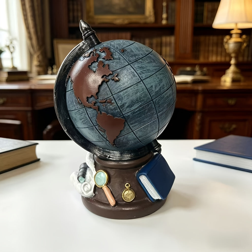 Tirelire globe terrestre en résine, décor de bureau rétro