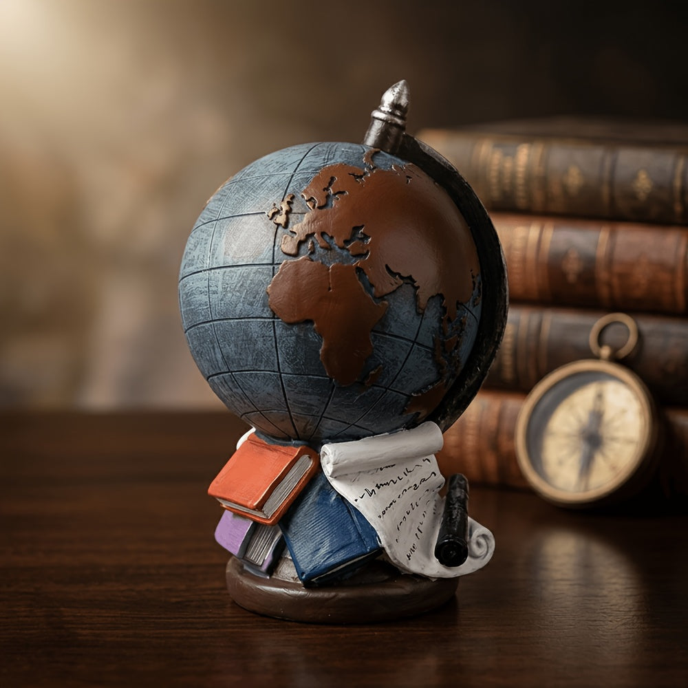 Tirelire globe terrestre en résine, décor de bureau rétro