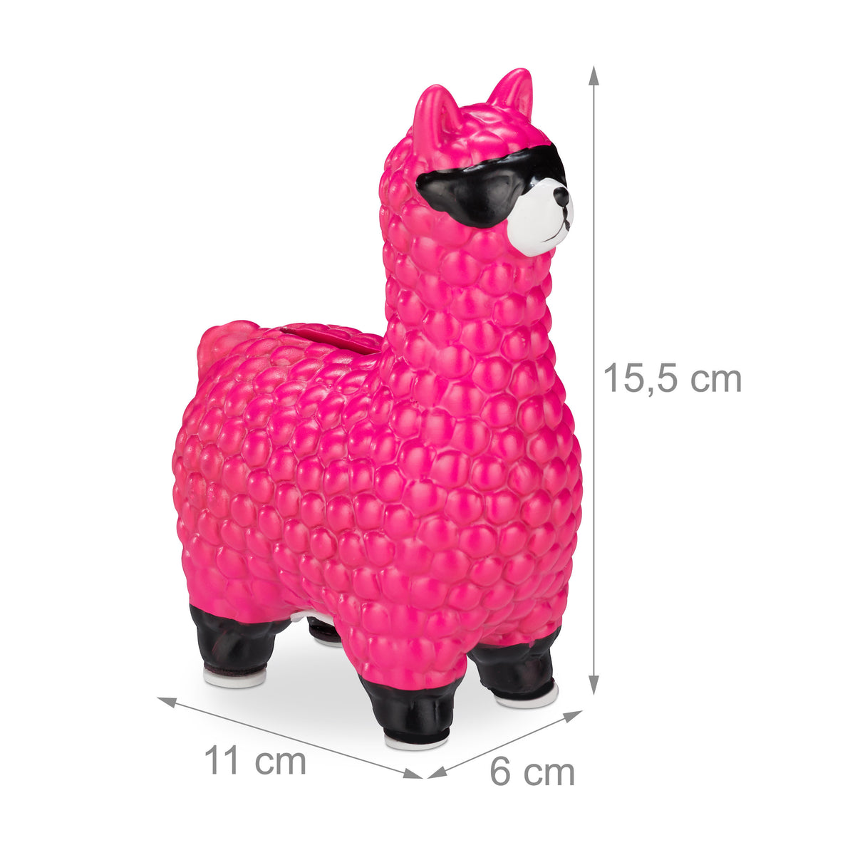 Tirelire lama en céramique rose — Bouchon souple dessous