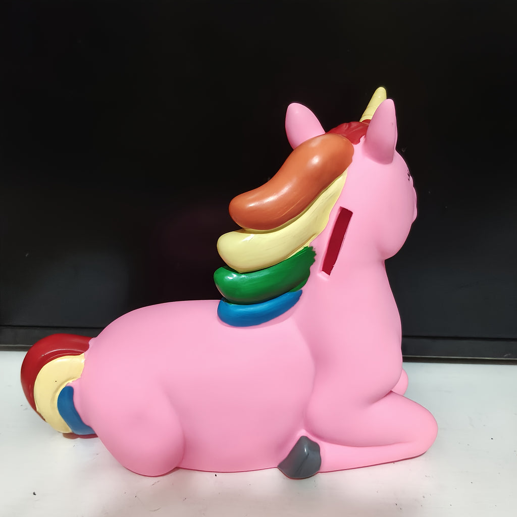 Tirelire licorne arc-en-ciel — Bouchon rotatif sous la base