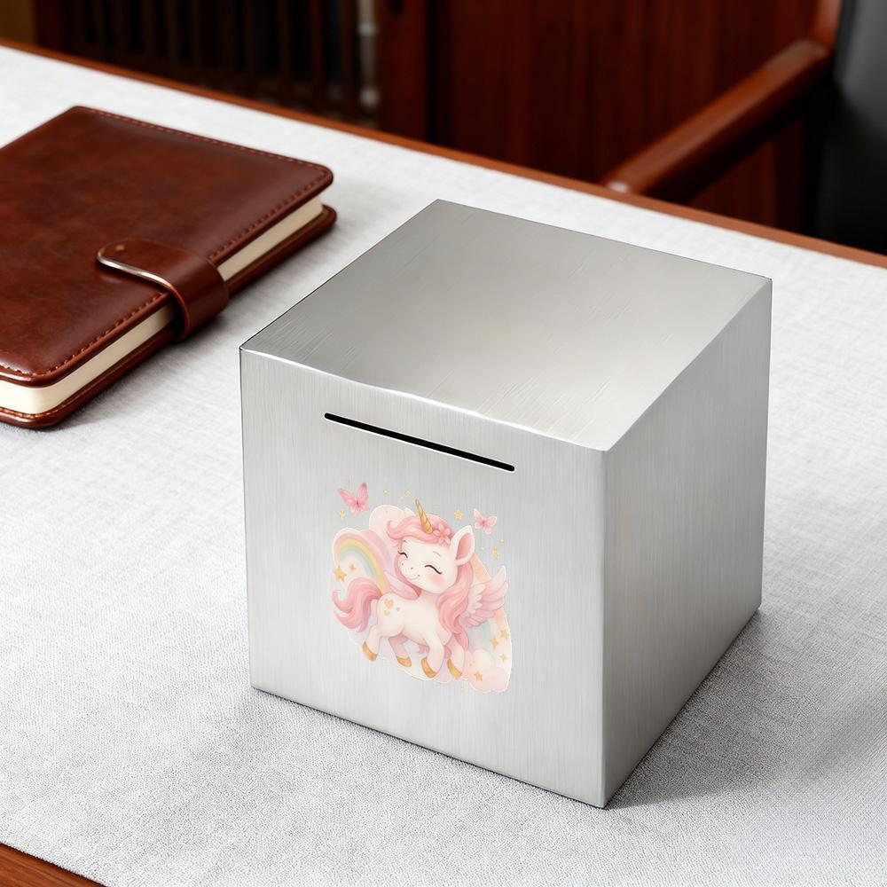 Tirelire licorne en métal brossé 12 cm — Boîte sans ouverture
