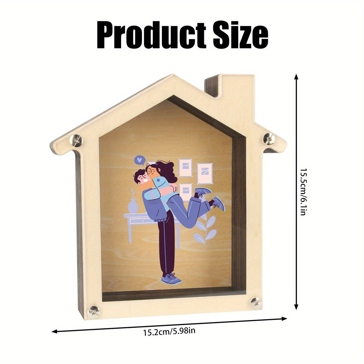 Tirelire maison en bois à façade transparente — 15,5 cm