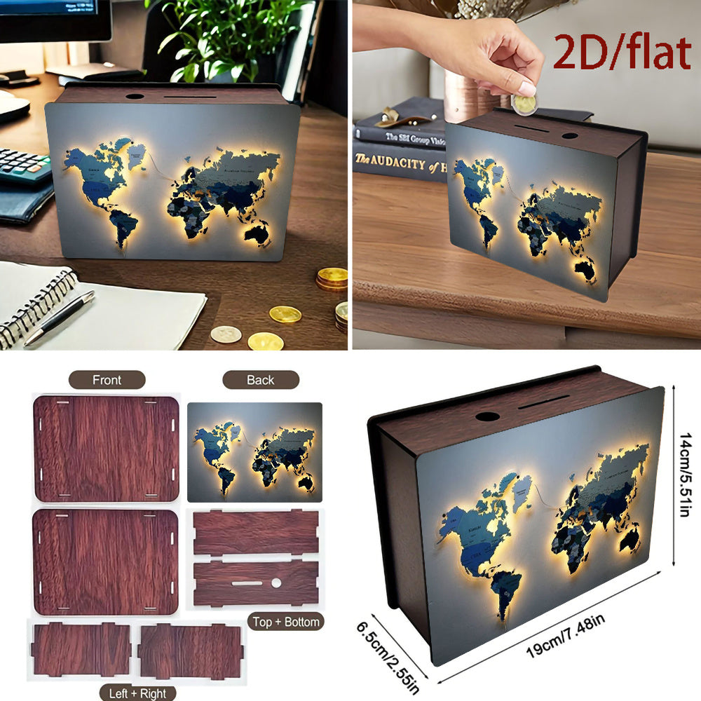 Tirelire mappemonde perle, continents en relief