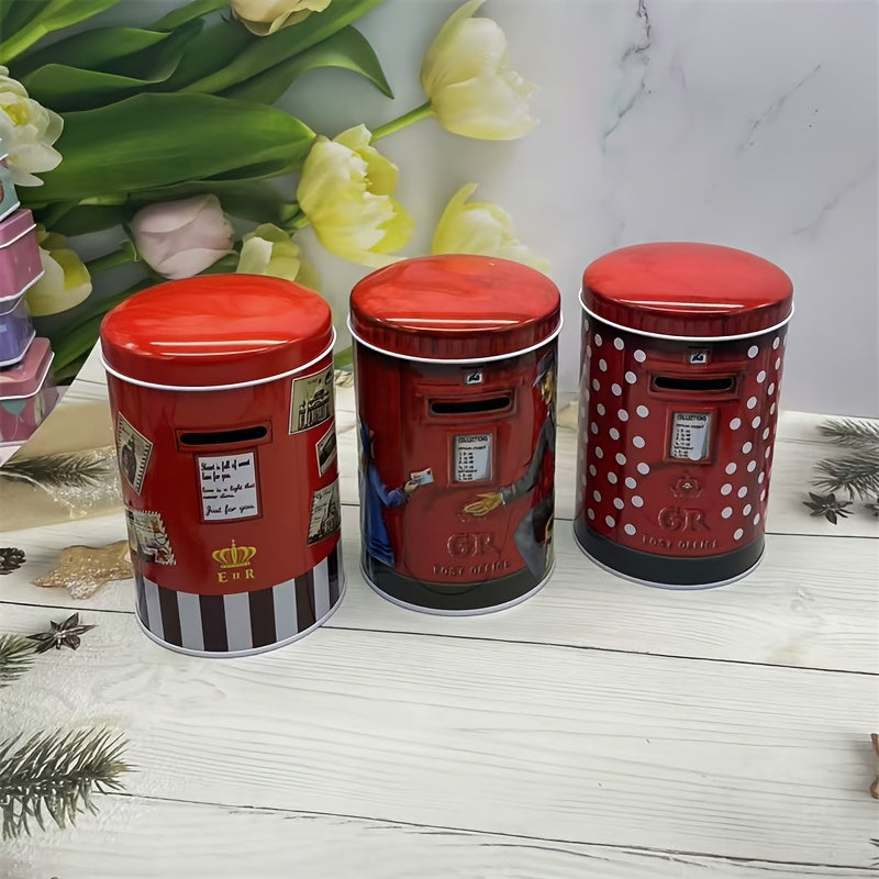 Tirelire cylindrique en métal, boîte aux lettres anglaise