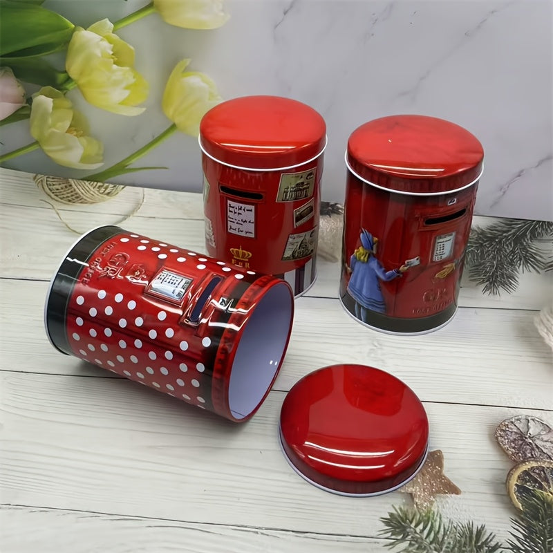 Tirelire cylindrique en métal, boîte aux lettres anglaise