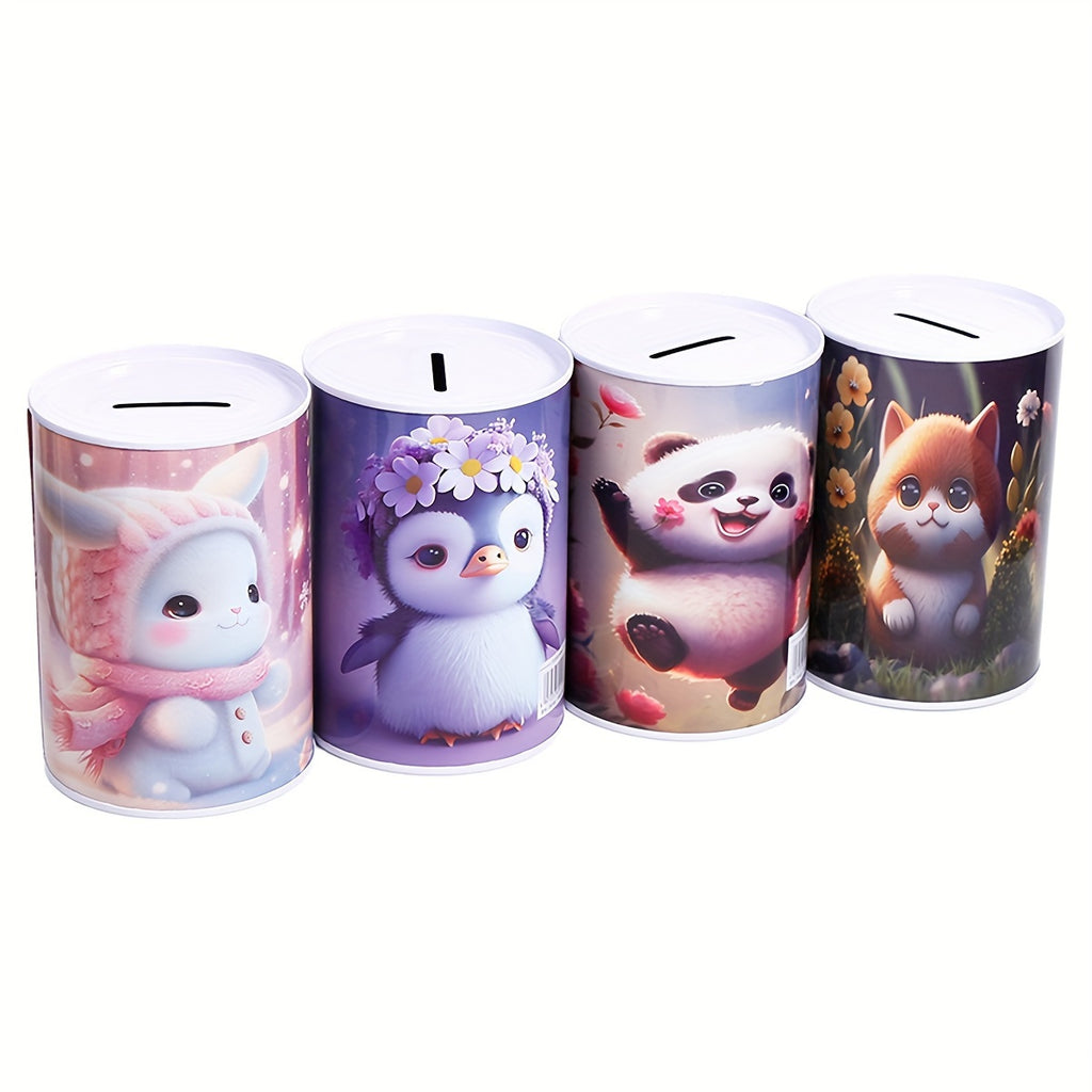 Tirelire métal à décor d'animaux, haut