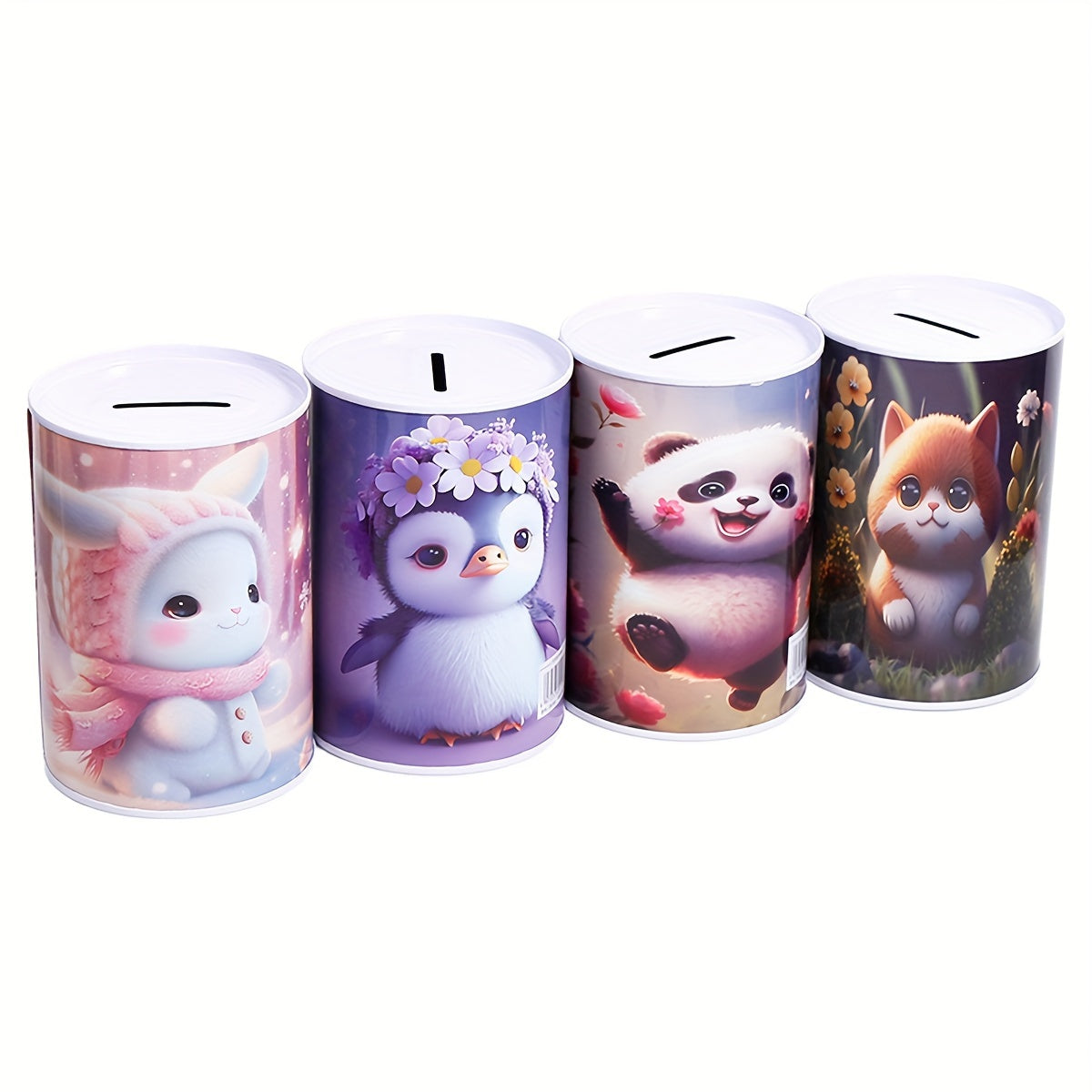 Tirelire métal à décor d'animaux, haut