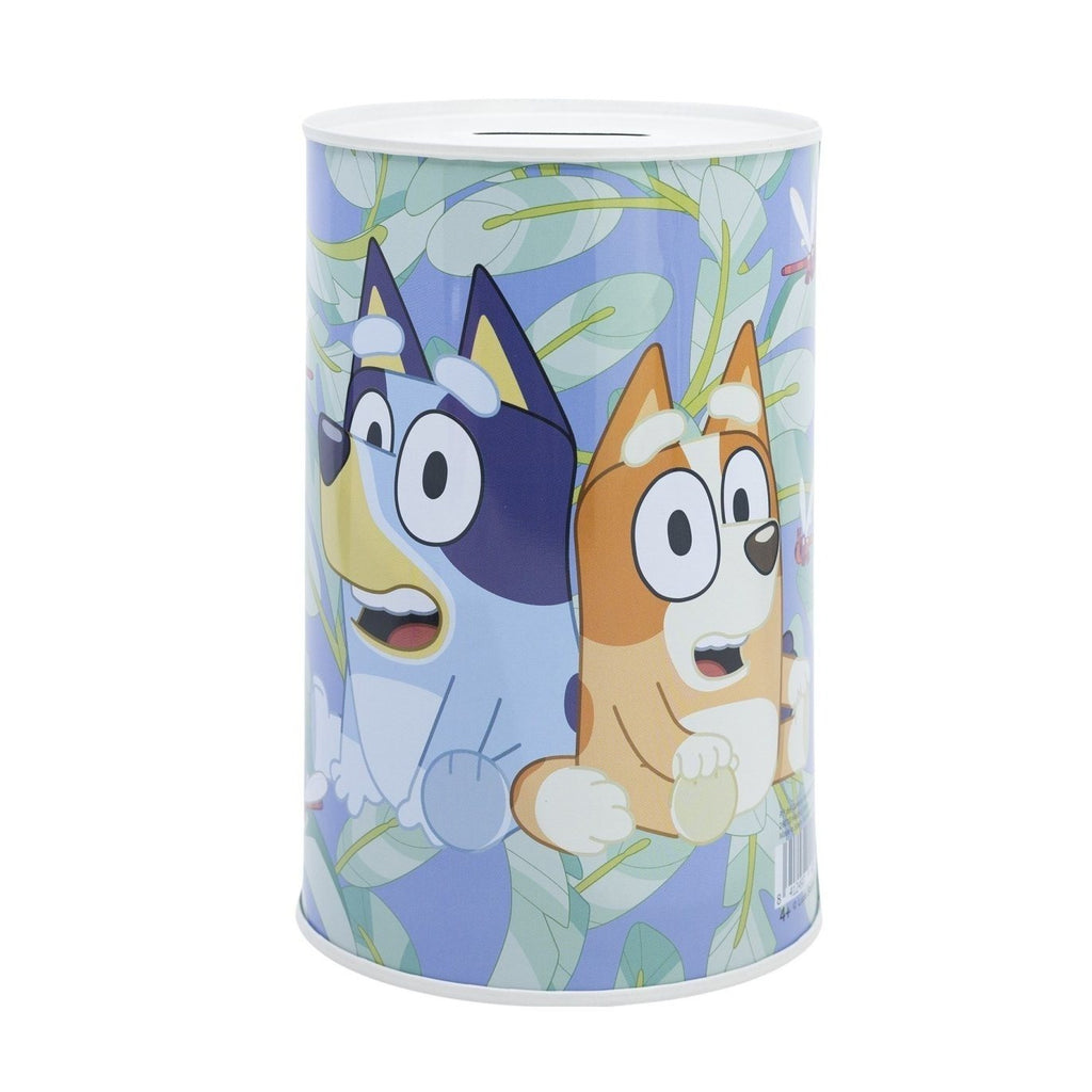 Tirelire métal pour enfant, chiots de dessin animé et feuillage