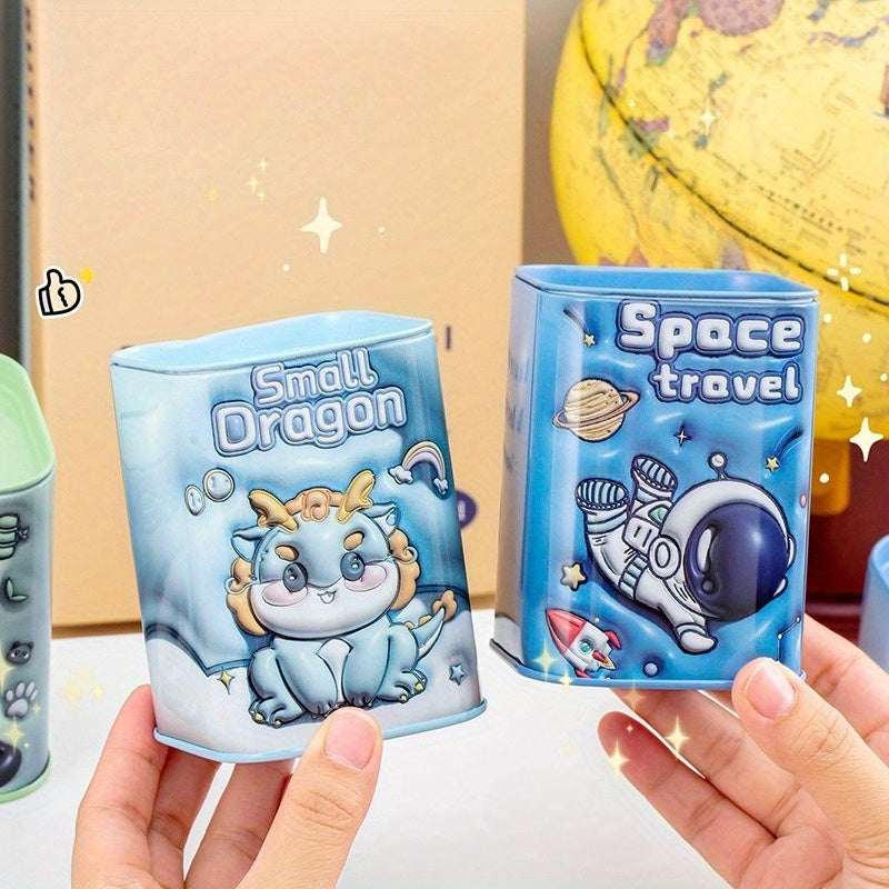 Tirelire mini boîte en métal bleu, motif astronaute embossé