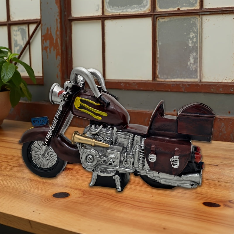 Tirelire moto vintage en résine, grosse cylindrée